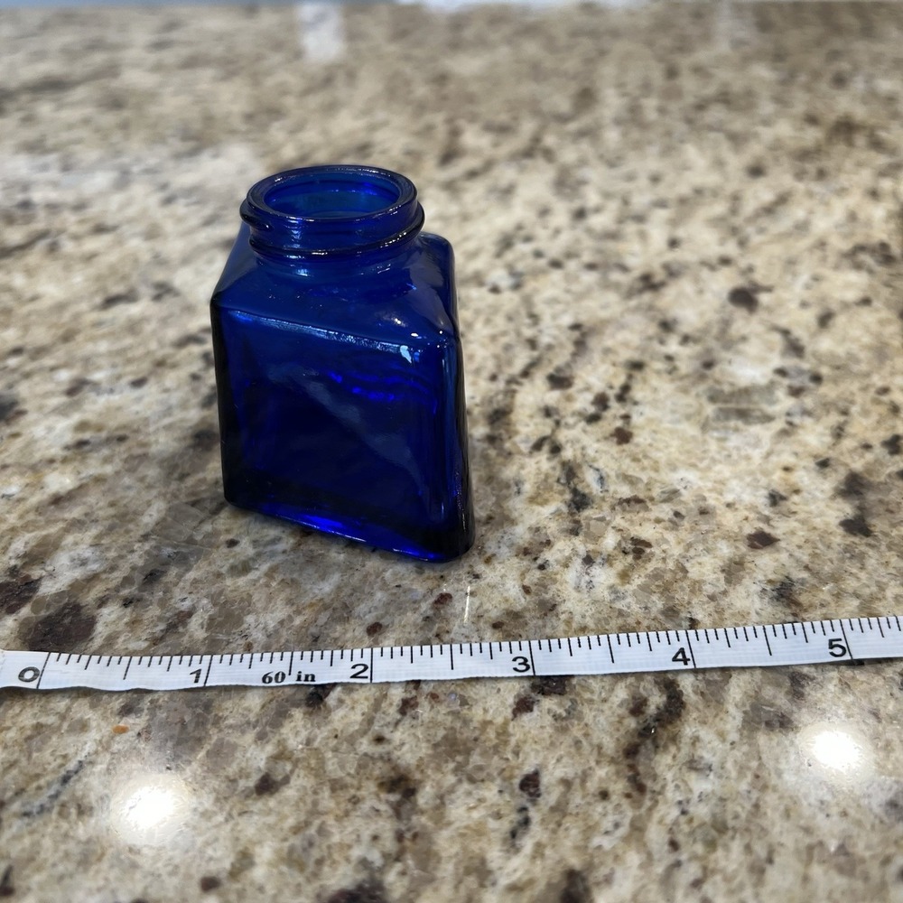 Parker Inkwell #59CC‎ Diamond Cobalt Blue Glass Bottle Jar Container 2 Ounce - Picture 3 of 7
